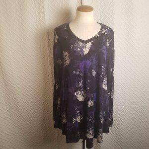 BaiSheng GT NWT Navy Purple and White  Print Tunic